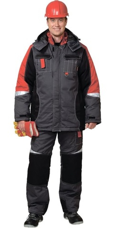 Костюм зимний темно-серый с черным и красным и СОП