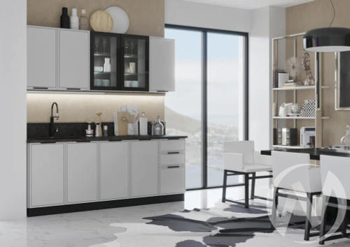 Кухня Николь 2;0м (графит/холст белый/кастилло темный) Компоновка №1