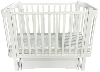 Детская кроватка Антел Solnyshko поперечный маятник с ящиком белый/белый