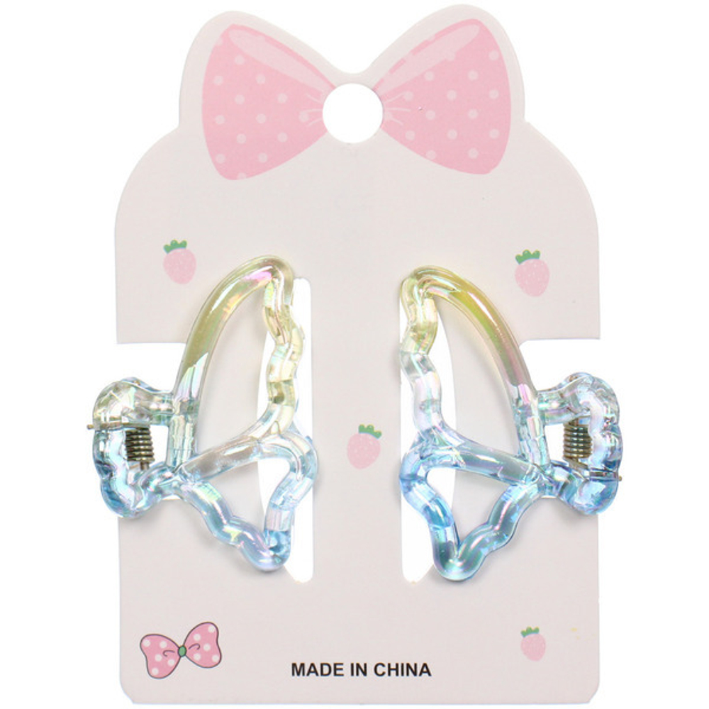 Заколки-крабы для волос 2шт «Мон Ляруш», бабочки, микс 6 цветов, 4,5см (Блистер)