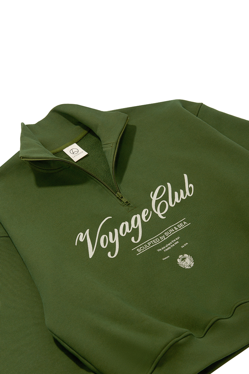 Свитшот на короткой молнии с принтом Тёмно-зелёный