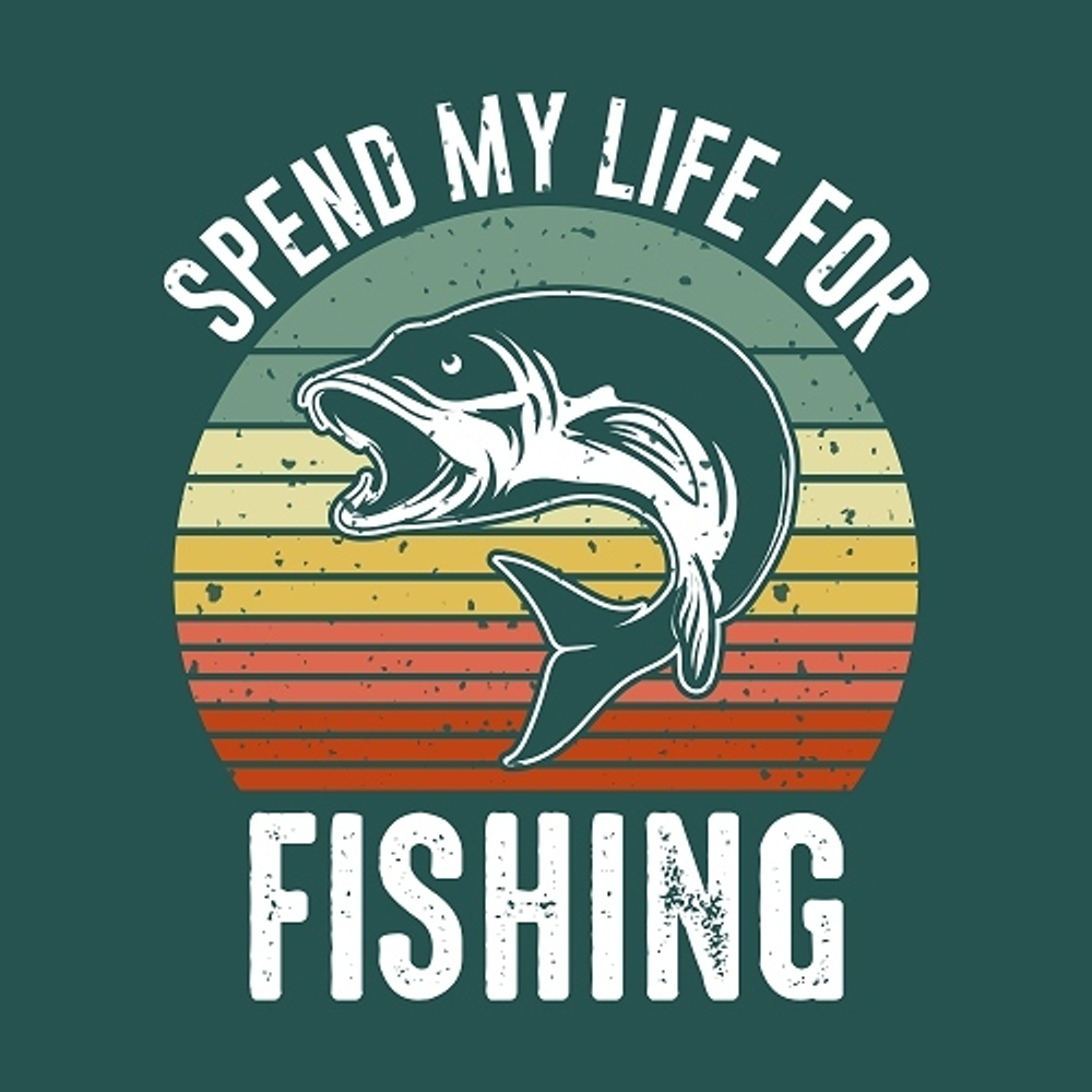 принт рыбака Spend my life for fishing темно-зеленый