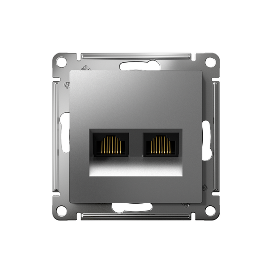 Розетка компьютерная 2-м AtlasDesign RJ45 кат.5E механизм сталь SE ATN000985