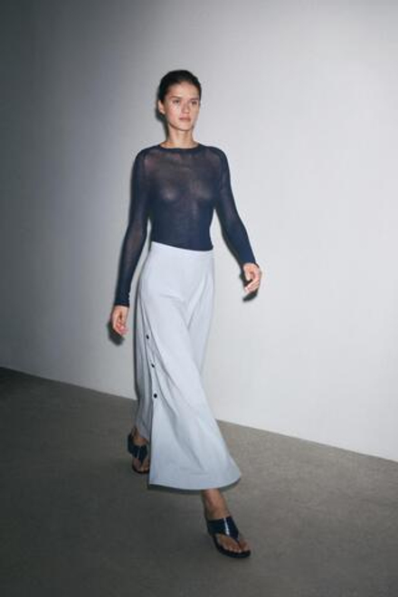 ZARA РАСКЛЕШЕННАЯ ЮБКА С ПУГОВИЦАМИ — ZARA WOMAN COLLECTION, ГОЛУБОЙ