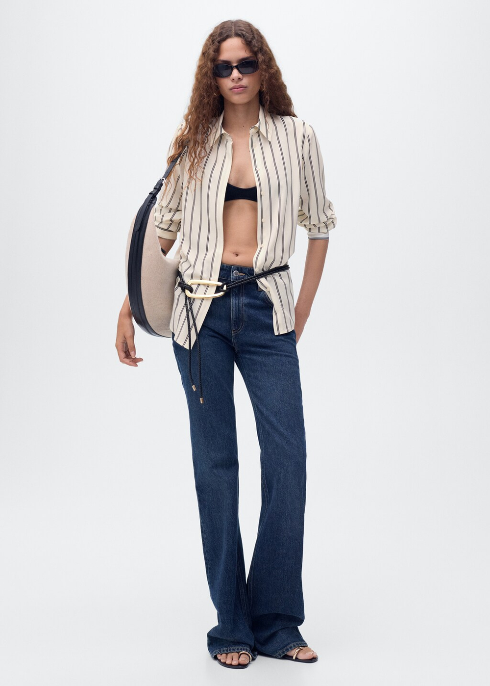 Блузка из струящейся ткани с длинными рукавами