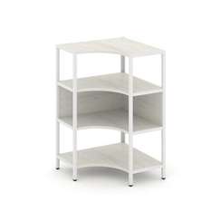 Shelf System Односекционный угловой стеллаж трехярусный SN.STMU-311 Дуб Наварра/Металл Белый 810*810