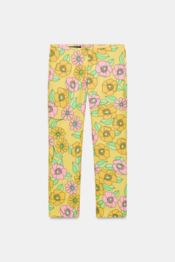 ZARA БРЮКИ КАПРИ С ЦВЕТОЧНЫМ ПРИНТОМ, РАЗНОЦВЕТНЫЙ