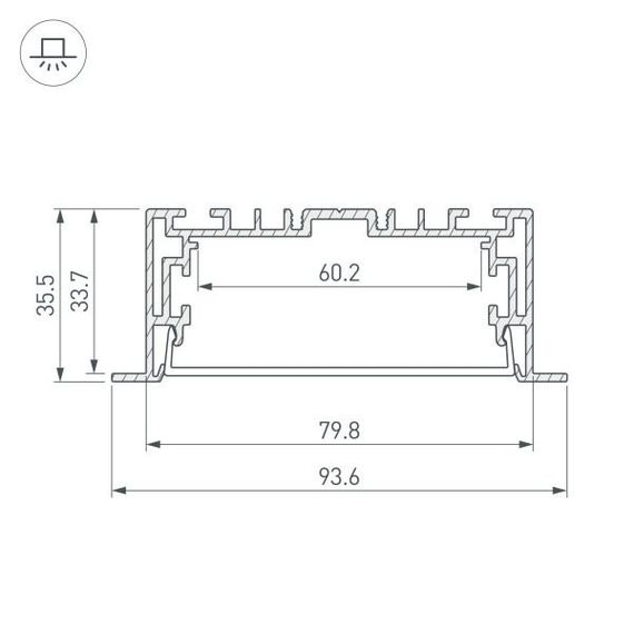 Профиль с рассеивателем Arlight S2-LINIA94-F-2500 Anod+Opal 021178(1)