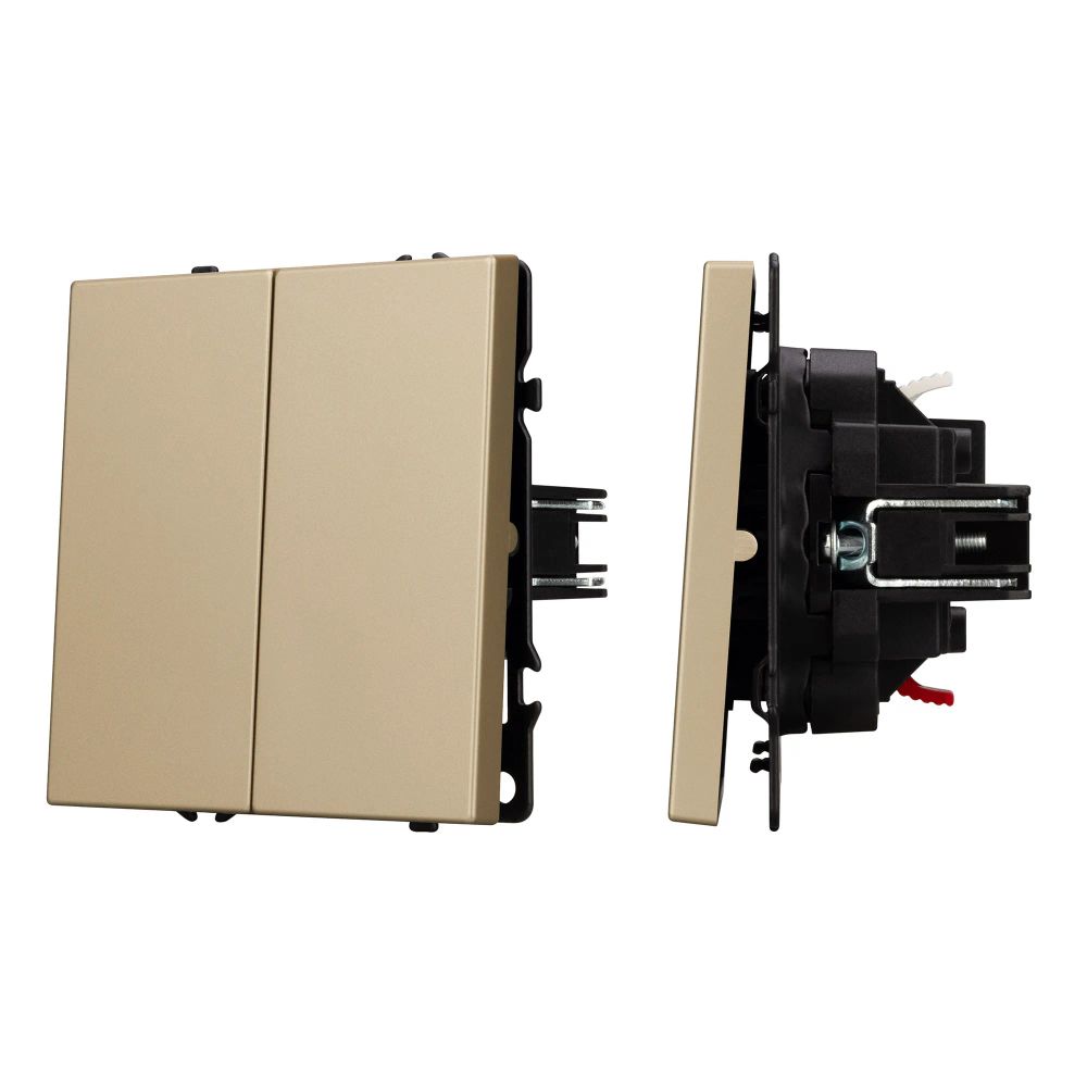 Механизм выключателя двухклавишный непроходной SWT-NOBE-MK02-SFPL-GD (230V, 10A) (Arlight, Золотой песок) 054253