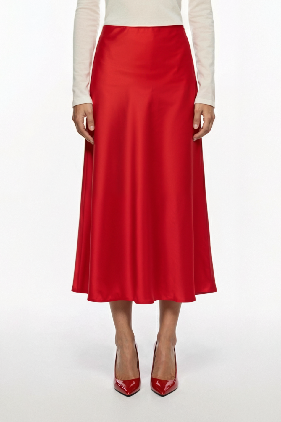 Юбка миди из атласа