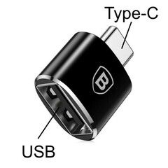 Переходник OTG USB 2.0 на Type-C 2.4А Baseus (CATOTG-01) (Черный)