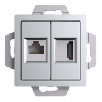 ATLASDESIGN РОЗЕТКА двойная HDMI+RJ45, кат.5Е, механизм, АЛЮМИНИЙ