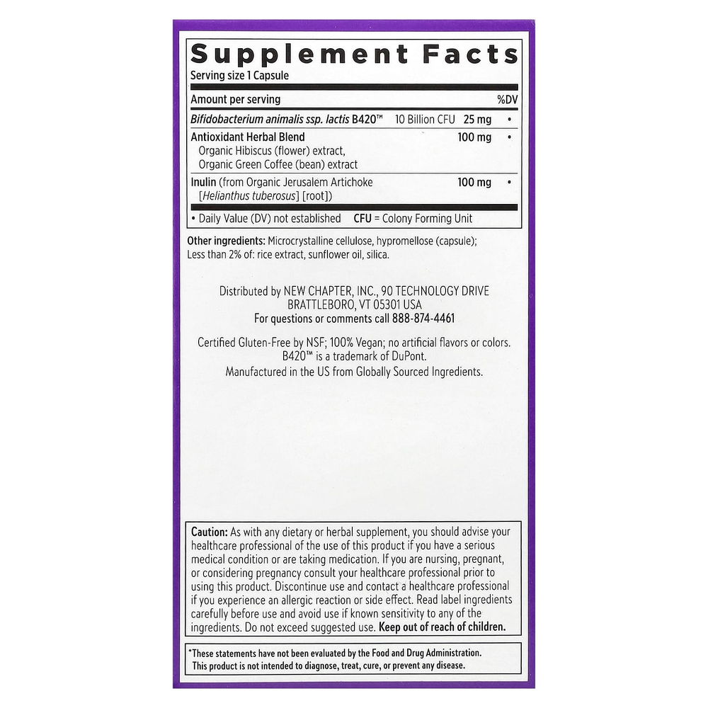 New Chapter, Daily Dual Biotic, пробиотик и пребиотик, 60 веганских капсул