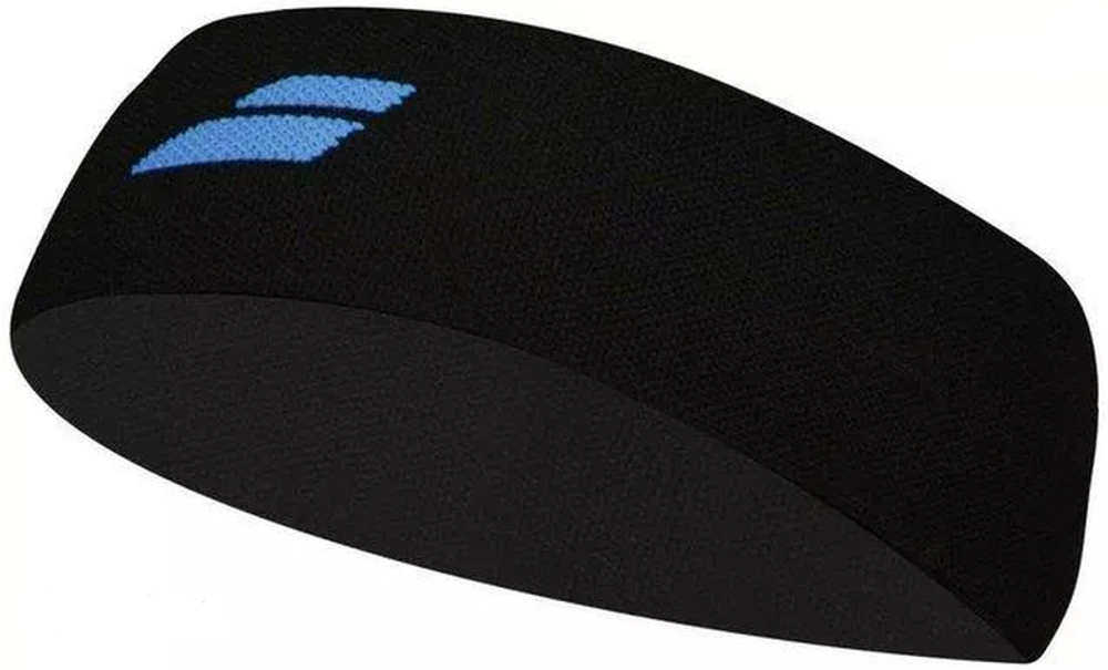 Повязка на голову теннисная Babolat Logo Headband - black/diva blue