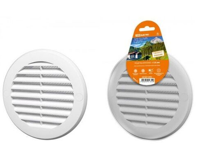 Решетка круглая с москитной сеткой, с фланцем d125, внеш. D161, бел. TDM