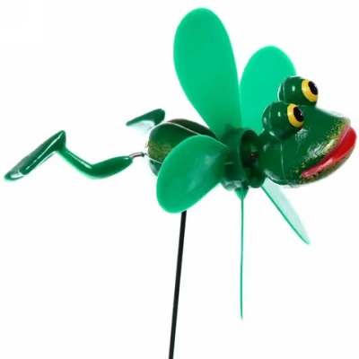 Фигура на спице «Лягушонок» 12*13*60см ветрячок для отпугивания птиц