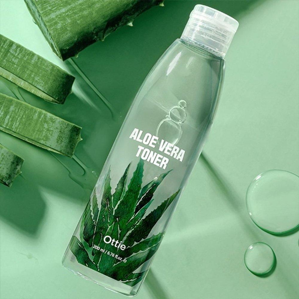 Ottie Aloe Vera Toner успокаивающий тонер с тремя видами алоэ