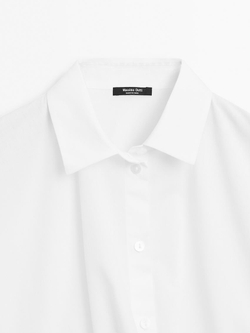 Massimo Dutti Рубашка из 100% хлопка асимметричного кроя, кремовый