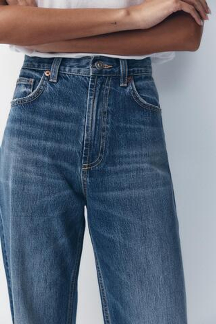 ZARA ДЖИНСЫ С ВЫСОКОЙ ПОСАДКОЙ TRF WIDE LEG, МОРСКОЙ СИНИЙ