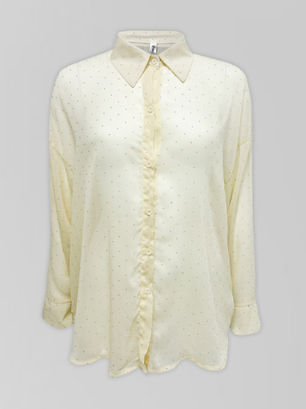 Рубашка Dieshili 208-8 удлиненная однотонная со стразами