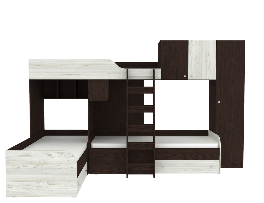 Кровать-чердак КарИВи Трио 2 Венге Винтерберг