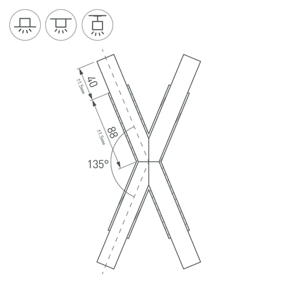 Крестовина PLS-LOCK-H25-Х135 (с экраном MAT-L) (Arlight, Металл) 026245
