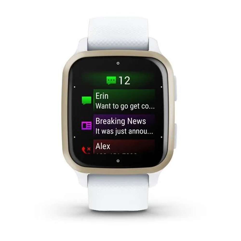 Смарт часы Garmin Venu Sq 2 белые с кремово-золотым алюминиевым безелем