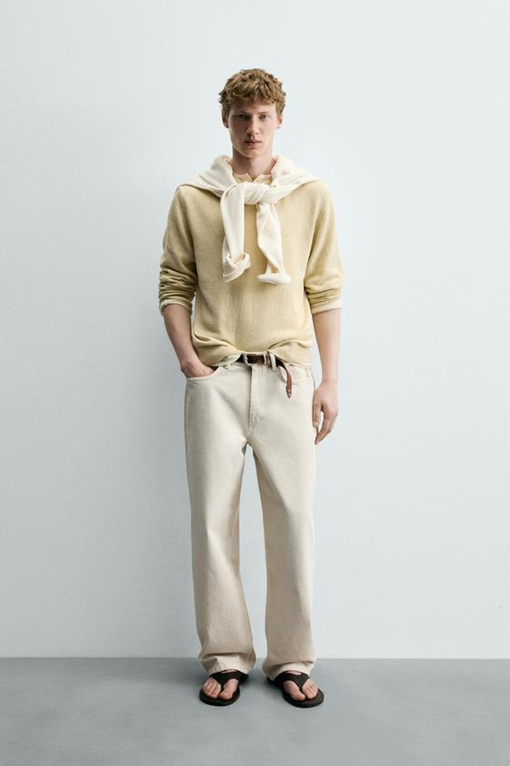 ZARA ДЖИНСЫ BAGGY FIT, ЭКРЮ