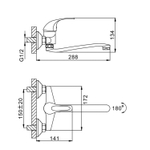 Смеситель для кухни 40к F4629-B FRAP настенный (повор. S-излив, хром, силумин)