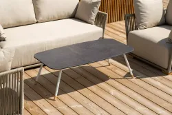 "Форли" лаунж-зона 4-местная плетеная из роупа (веревки), каркас алюминиевый светло-серый, роуп серо-коричневый