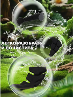 Мотошлем черный с красно-белыми полосками и катафотами (регулируемый размер)