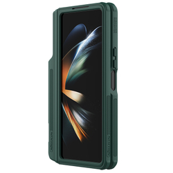 Чехол зеленого цвета на Samsung Galaxy Z Fold 4 5G от Nillkin, серия Super Frosted Shield Fold, в комплекте со съемным держателем для S Pen