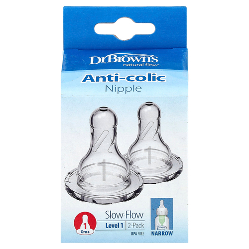 Dr. Brown's, Natural Flow®, соска против колик, для детей от 0 месяцев, медленный поток, 2 шт.