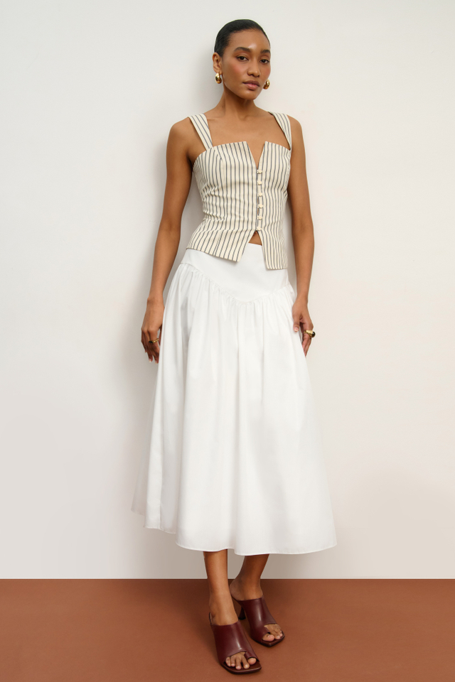 Юбка из хлопка миди с фигурной кокеткой