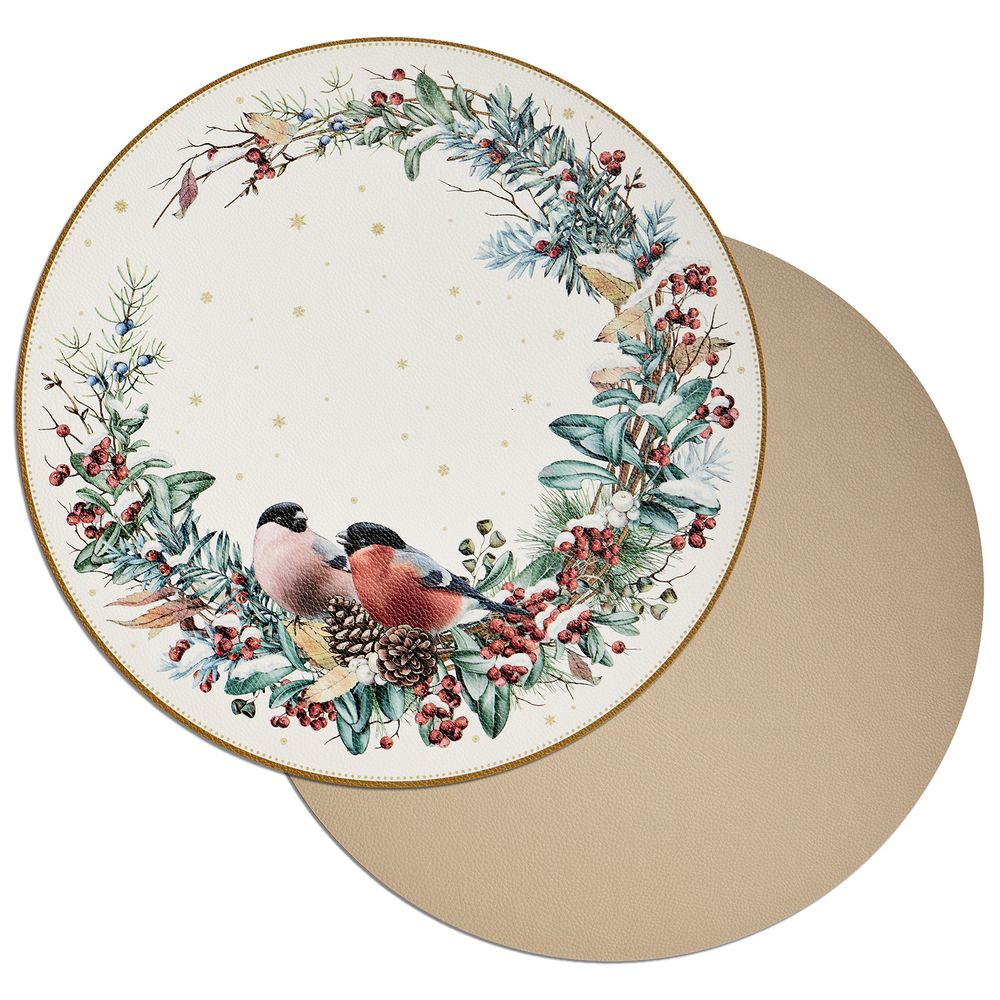 НАБОР ПОДСТАНОВОЧНЫХ САЛФЕТОК "СНЕГИРИ" ИЗ 2 ШТ., ДИАМЕТР=38 СМ