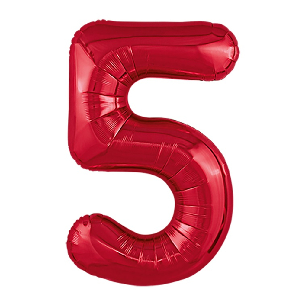 Шар фольгированный Цифра 5 101 см (Красный)