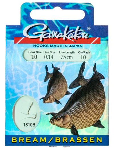 Крючки с поводком Gamakatsu Booklet BR. FEEDER 1810B размер 10/0, 14мм 75см (упк.10шт.)