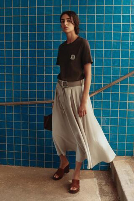 ZARA МАЙКА С БРОШЬЮ, КОРИЧНЕВЫЙ