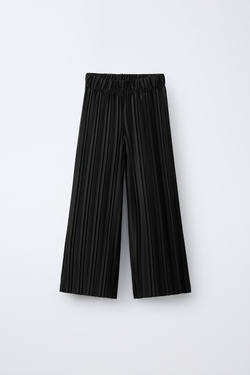 ZARA ПЛИССИРОВАННЫЕ БРЮКИ WIDE LEG, ЧЕРНЫЙ