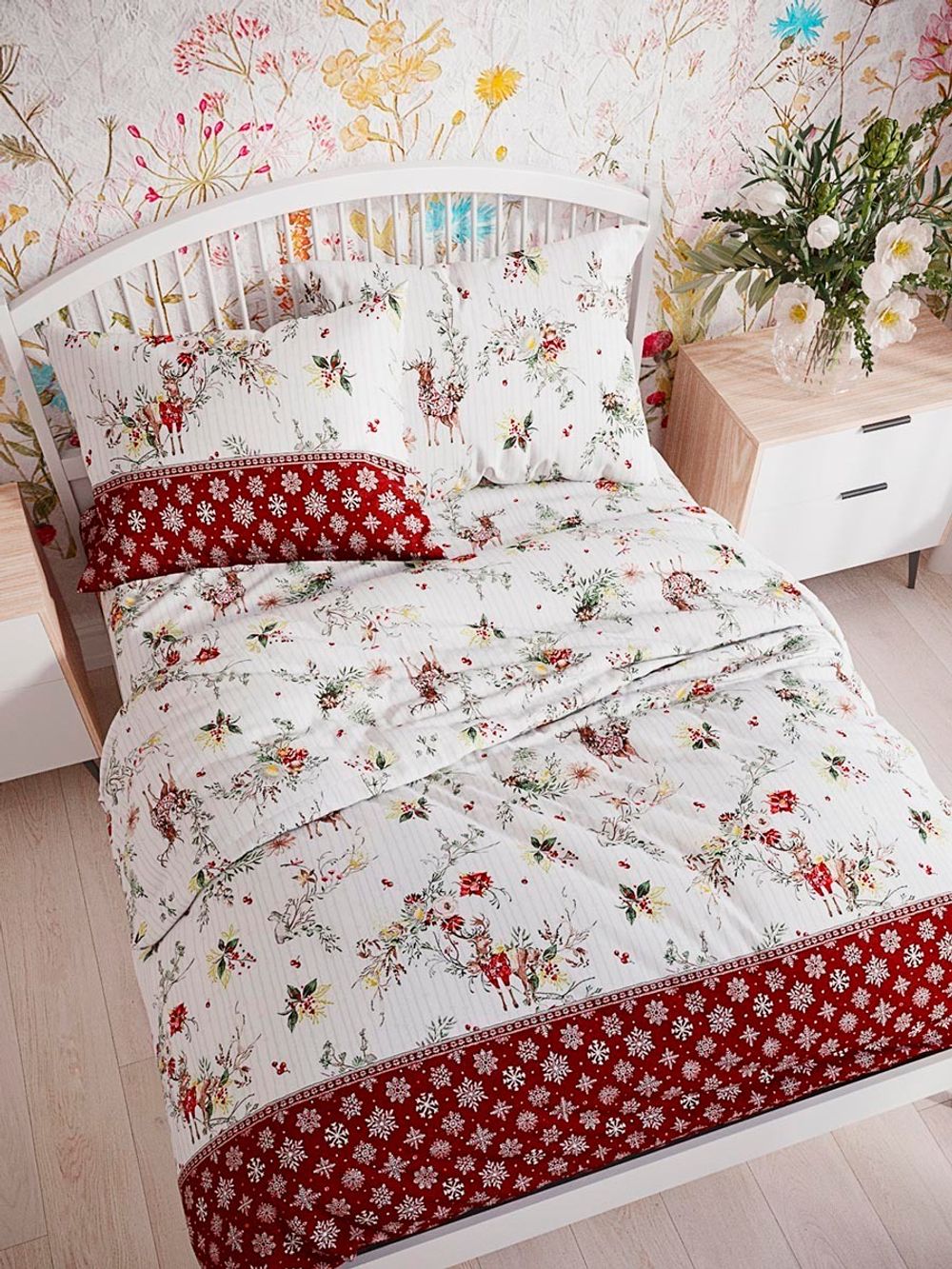 Пододеяльник перкаль Сказка "Сочельник (кр)" евро на молнии 200x215 см