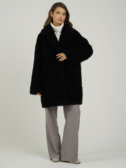 Двусторонняя дубленка из овечьей шерсти тедди чебурашка, SilverFox (арт. 2332)