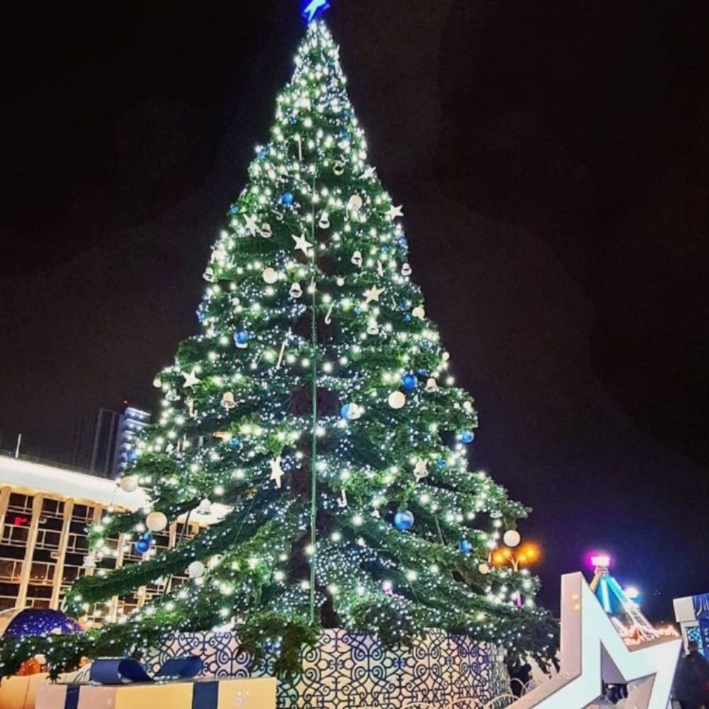 Светодинамическая елка ствольная - встроенная гирлянда: Теплый свет - "Таежная" от 11 до 21 м