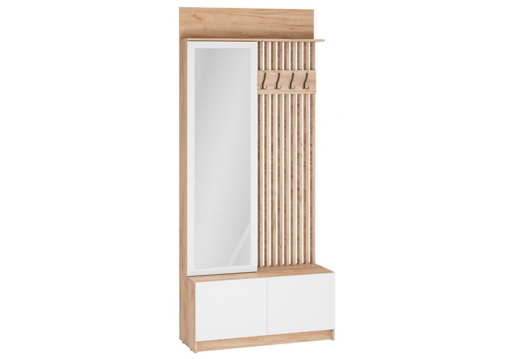 Готовая прихожая Молд 1000 дуб крафт золотой / глянец белый