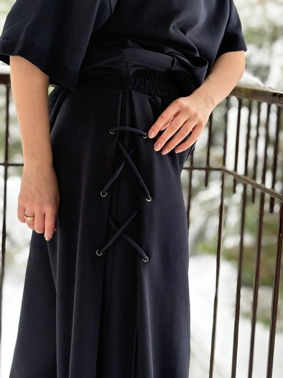 Палаццо со шнуровкой /петля /синий