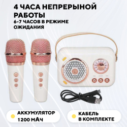 Детская караоке колонка, блютуз станция с микрофоном
