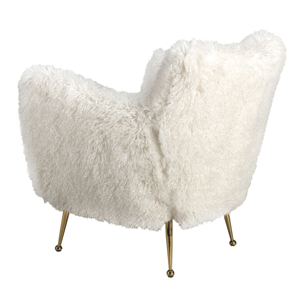 Белое кресло 5191 из ткани с длинным ворсом