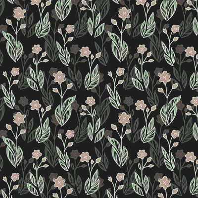 Цветочный узор на черном фоне