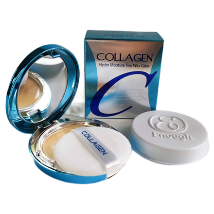 ENOUGH Увлажняющая пудра для лица с коллагеном COLLAGEN TWO WAY CAKE INCLUDING REFILL SPF25 со сменным блоком , 13г+13г