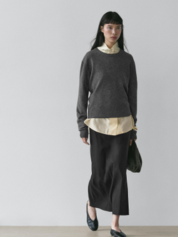 Massimo Dutti Прямая юбка-миди из льняной смеси, черный