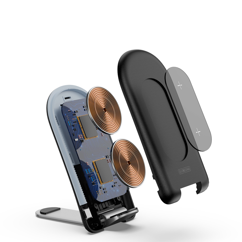 Быстрое беспроводное зарядное устройство 15W со складной подставкой, W2 Wireless Charger Stand, Duzzona
